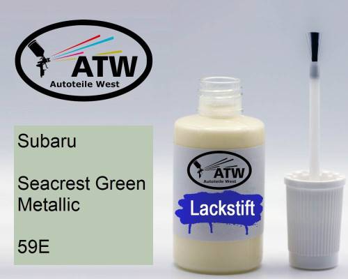 Subaru, Seacrest Green Metallic, 59E: 20ml Lackstift, von ATW Autoteile West.